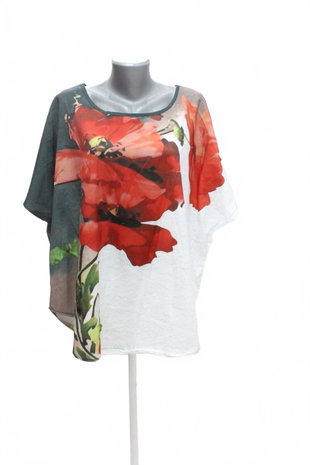 Damen -T-ShirtSheinohne Aufdruck,farbegeblümt,größe3XL
