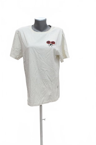 Damen -T-ShirtCroppmit Aufdruck,farbebeige,größeM