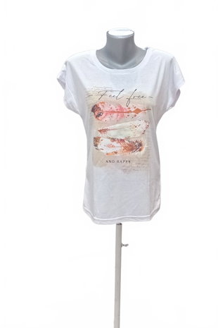 Damen -T-ShirtRainbowmit Aufdruck,farbeweiss,größe36