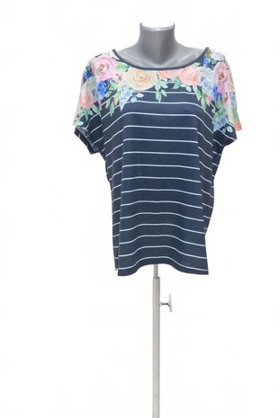 Damen -T-ShirtKixmiohne Aufdruck,farbegestreift,größe2XL