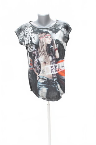 Damen -T-ShirtGenesismit Aufdruck,farbeschwarz,größeS