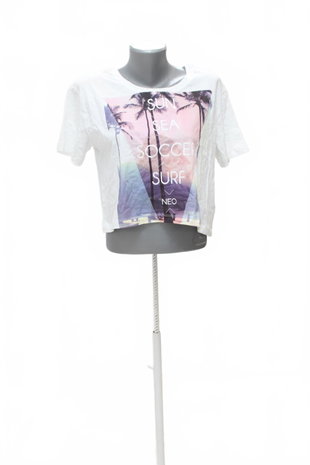 Damen -T-ShirtAdidasmit Aufdruck,farbeweiss,größeM