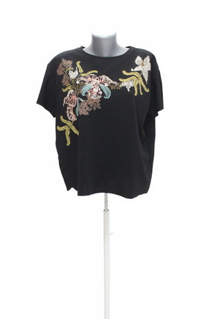 Damen -T-ShirtZaramit Aufdruck,farbeschwarz,größeL
