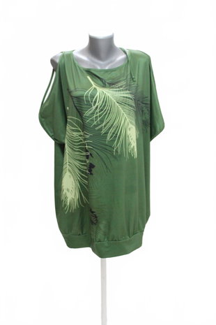 Damen -T-ShirtSheinmit Aufdruck,farbegrün,größe4XL
