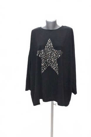 Damen -T-ShirtJaninamit Aufdruck,farbeschwarz,größe50