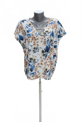 Damen -T-ShirtSheinohne Aufdruck,farbegeblümt,größeL