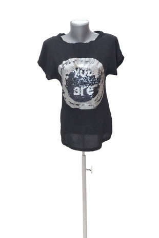 Damen -T-ShirtDesigualmit Aufdruck,farbeschwarz,größeM