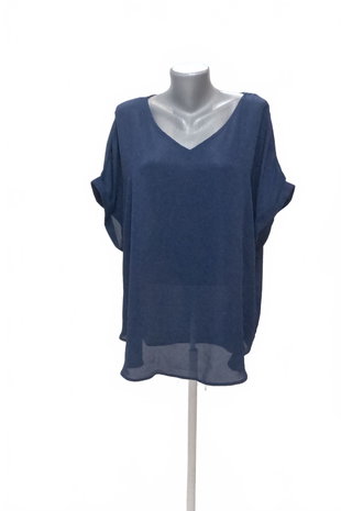 Damen -T-ShirtSheinohne Aufdruck,farbeblau,größe4XL
