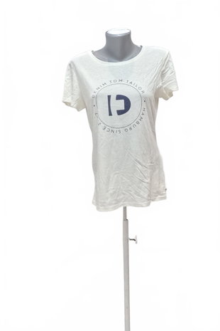 Damen -T-ShirtTom Tailormit Aufdruck,farbeweiss,größeL