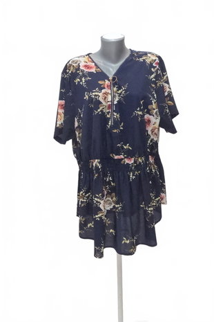 Damen -T-ShirtSheinohne Aufdruck,farbegeblümt,größe5XL