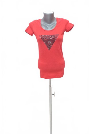 Damen -T-ShirtGuessmit Aufdruck,farberot,größeS