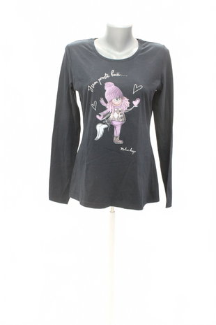 Damen -T-ShirtMalfinimit Aufdruck,farbeblau,größeL