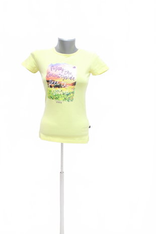 Damen -T-ShirtAlpine Promit Aufdruck,farbegelb,größeXS