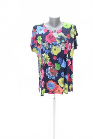 Damen -T-ShirtGenesisohne Aufdruck,farbegeblümt,größe3XL