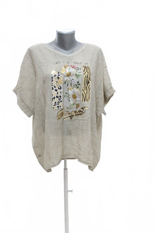 Damen -T-ShirtGenesismit Aufdruck,farbebeige,größeL