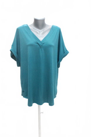Damen -T-ShirtSheinohne Aufdruck,farbetůrkis,größe2XL