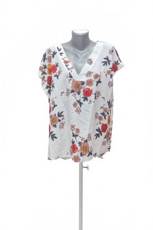 Damen -T-ShirtSheinohne Aufdruck,farbegeblümt,größe2XL