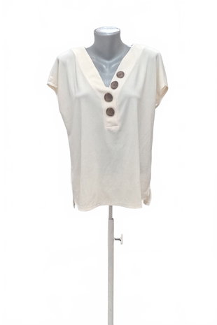 Damen -T-ShirtCamaieuohne Aufdruck,farbeweiss,größeXL