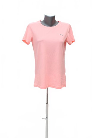 Damen -T-ShirtPumaohne Aufdruck,farberute,größeM