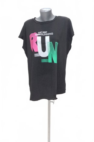 Damen -T-ShirtSheinmit Aufdruck,farbeschwarz,größeXL