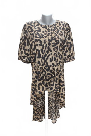 Damen -T-ShirtSheinohne Aufdruck,farbeanimal-print,größe2XL
