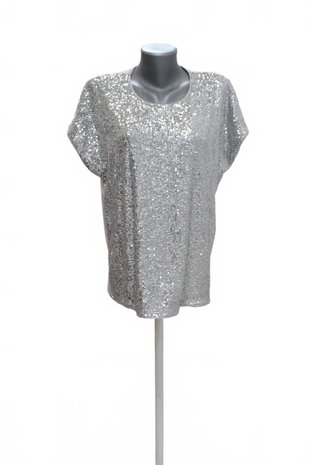 Damen -T-ShirtBelovedohne Aufdruck,farbesilber,größeXL