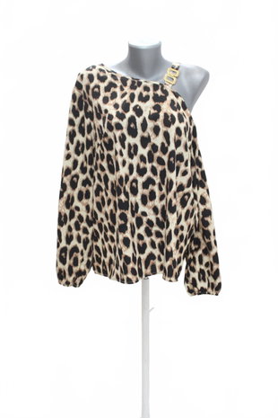 Damen -T-ShirtSheinohne Aufdruck,farbeanimal-print,größeXL