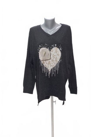 Damen -T-ShirtGenesismit Aufdruck,farbeschwarz,größeXL