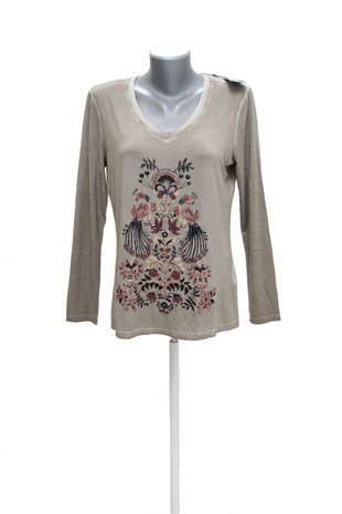 Damen -T-ShirtBibamit Aufdruck,farbebraun,größeM