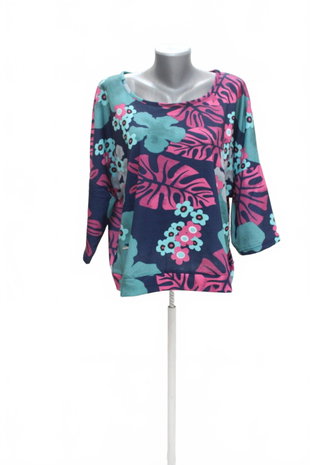 Damen -T-ShirtKixmiohne Aufdruck,farbegeblümt,größeXL