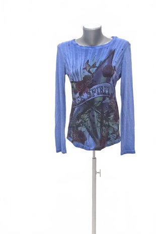Damen -T-ShirtOuimit Aufdruck,farbeblau,größe36