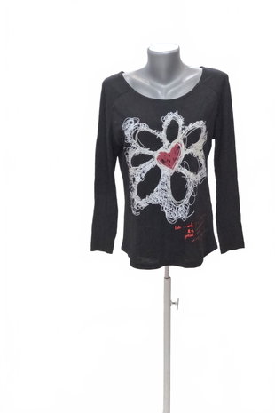 Damen -T-ShirtDesigualmit Aufdruck,farbeschwarz,größeS
