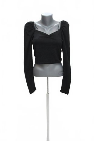 Damen -T-ShirtCroppohne Aufdruck,farbeschwarz,größeL