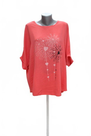 Damen -T-ShirtGenesismit Aufdruck,farberute,größe2XL