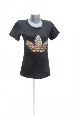 Damen -T-ShirtAdidasmit Aufdruck,farbeschwarz,größeL