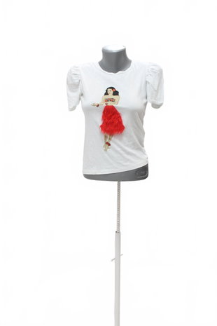 Damen -T-ShirtZaramit Aufdruck,farbeweiss,größeS