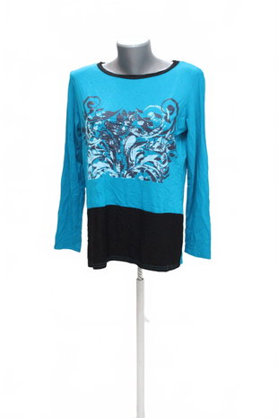 Damen -T-ShirtBentermit Aufdruck,farbeblau,größeL