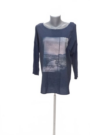 Damen -T-ShirtOrsaymit Aufdruck,farbeblau,größeXL