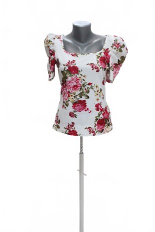 Damen -T-ShirtSheinohne Aufdruck,farbegeblümt,größeM