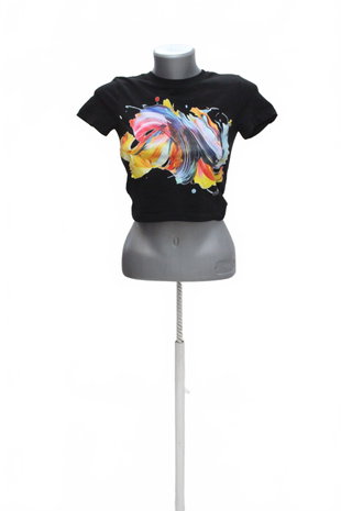 Damen -T-ShirtSinsaymit Aufdruck,farbeschwarz,größeXS