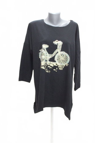 Damen -T-ShirtGenesismit Aufdruck,farbeschwarz,größeXL