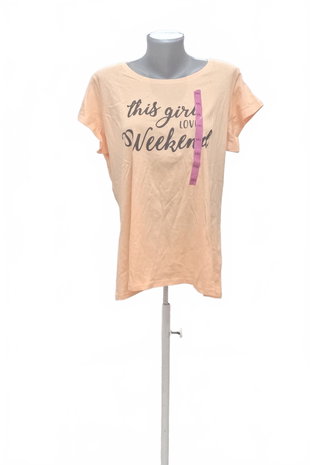 Damen -T-ShirtBelovedmit Aufdruck,farbeorange,größe3XL