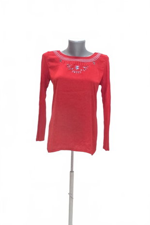 Damen -T-ShirtOrsaymit Aufdruck,farberot,größeS