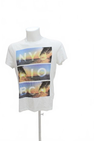 Herren-T-Shirt H&M mit Aufdruck, Farbe weiss, Größe S