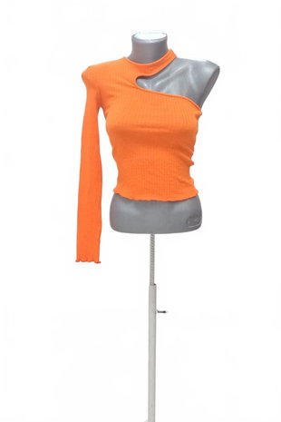 Damen -T-ShirtPull&Bearohne Aufdruck,farbeorange,größeXS