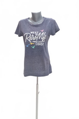 Damen -T-ShirtRetromit Aufdruck,farbeblau,größeL