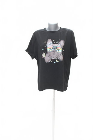 Damen -T-ShirtSheinmit Aufdruck,farbeschwarz,größe3XL