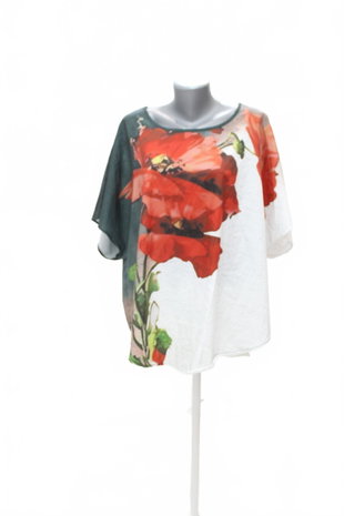 Damen -T-ShirtSheinohne Aufdruck,farbegeblümt,größe3XL