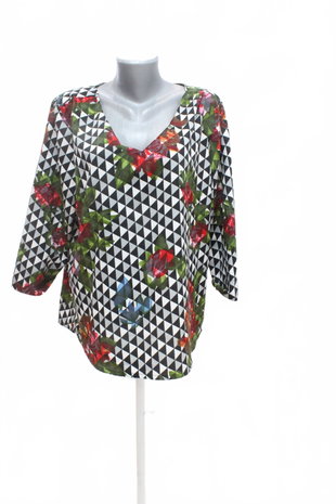 Damen -T-ShirtGenesisohne Aufdruck,farbegeblümt,größe2XL