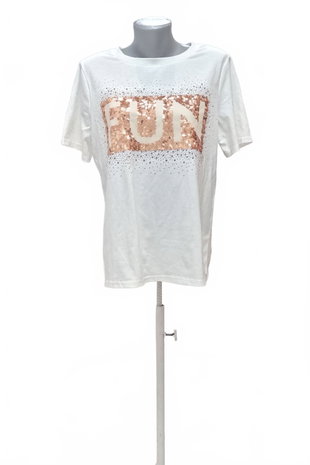 Damen -T-ShirtSheinmit Aufdruck,farbeweiss,größeXL